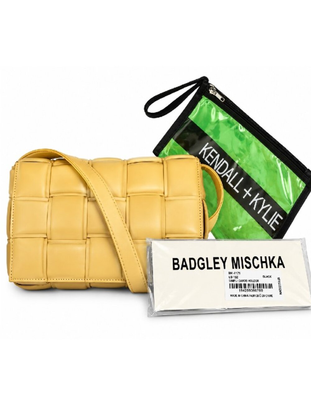 BUNDLE #12 🖤🖤 Yellow Woven Crossbody & Makeup Accessories 🖤🖤